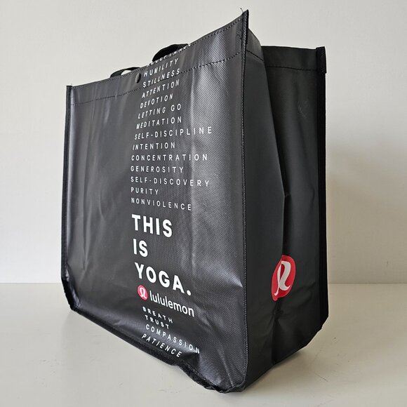 3 x New LULULEMON 1 Black, 1 Red, 1 White THIS IS YOGA Reusable Bags Large - Picture 5 of 7